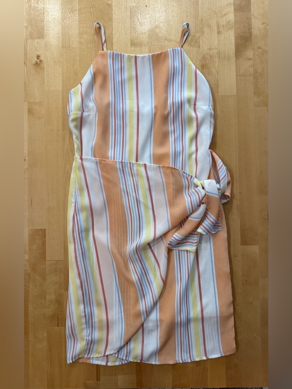 Altar’d State Striped Summer Tie-Waist Sundress - Pastel Orange & Multi